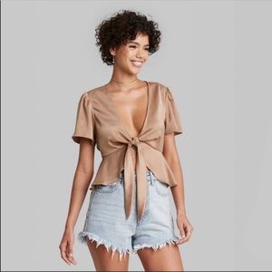 Wild Fable Tie-Front Flutter Top NWT